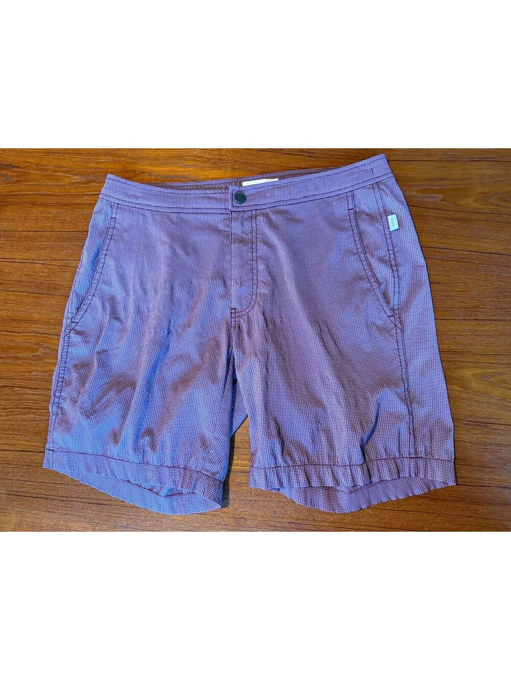 Onia The Calder preppy purple swim shorts